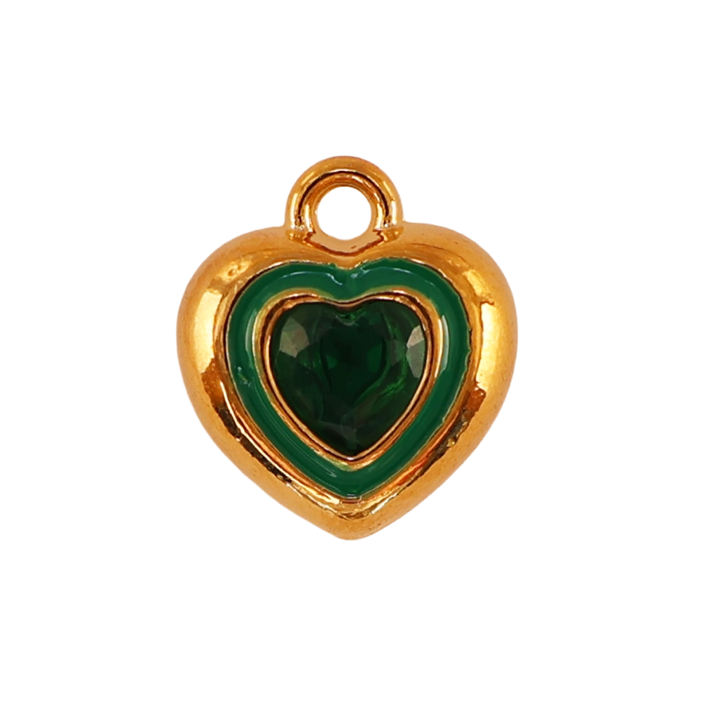 Rhinestone green heart